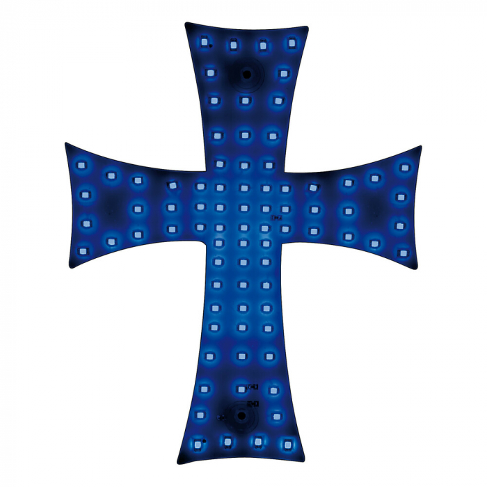 Cruce luminoasa albastra autoturism si camion, 84 LED-uri, 12-24V prindere cu ventuze, 23 x 25 cm [2]