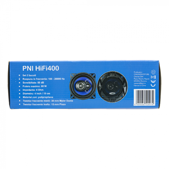 Difuzoare auto coaxiale PNI HiFi400, 80W, 4 Ohm, 10 cm, 3 cai, Injection Core cu diametru 100mm, set 2 buc [4]