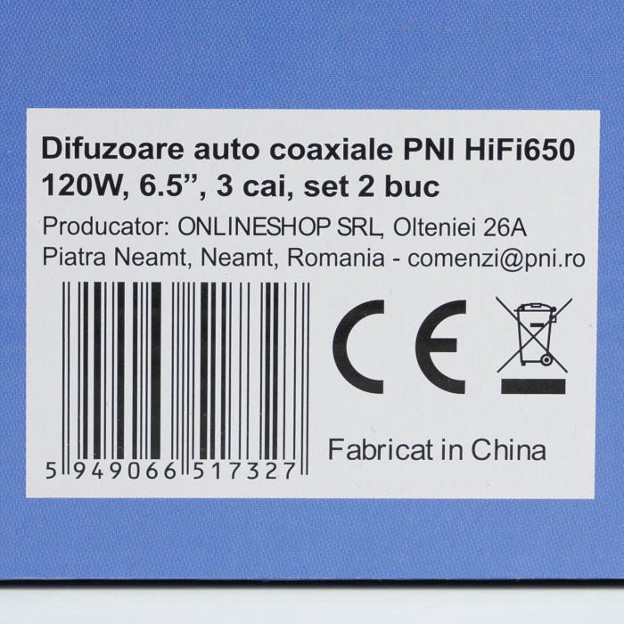 Difuzoare auto coaxiale PNI HiFi650, 120W, 16.5 cm, 3 cai, grila inclusa set 2 buc [2]