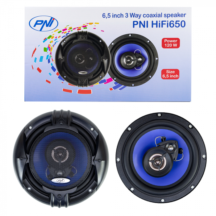 Difuzoare auto coaxiale PNI HiFi650, 120W, 16.5 cm, 3 cai, grila inclusa set 2 buc [7]
