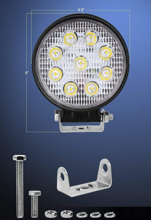 Proiector LED rotund, lampă cu LED-uri, cu lumină difuză FLOOD, 12V 24V, subțire (Slim), 27W [2]