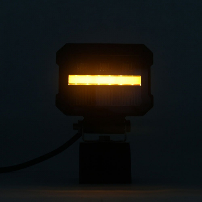 Proiector LED cu lumină albă și lumini de zi DRL roșu-portocaliu 12V - 24V E-mark [5]