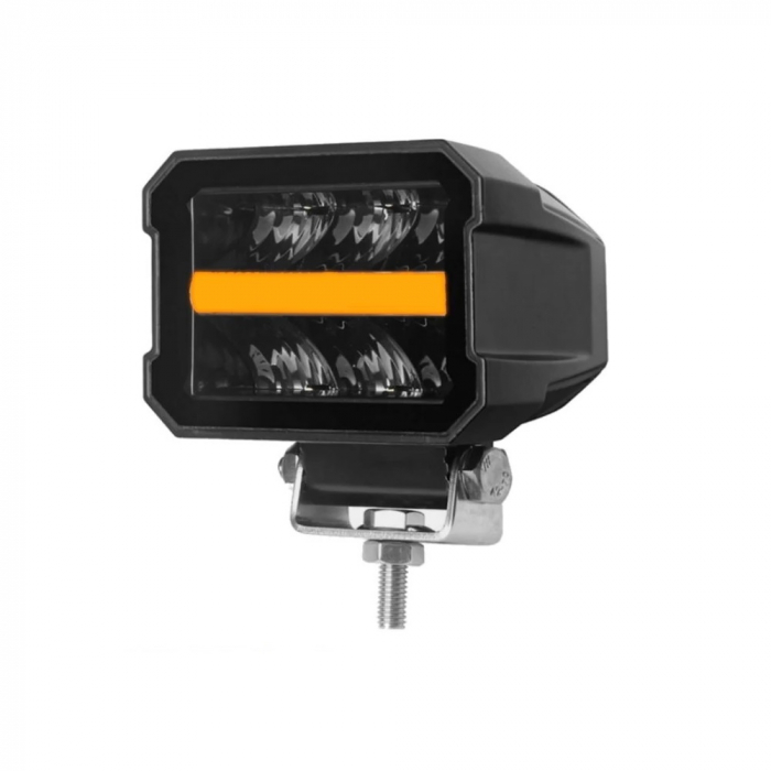 Proiector LED cu lumină albă și lumini de zi DRL roșu-portocaliu 12V - 24V E-mark [3]