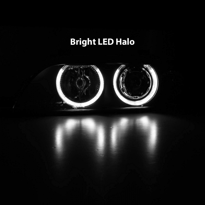 Faruri cu Angel Eyes pentru BMW E39 (1997-2003) Carcasă neagră, lentilă clară, becuri halogen [6]