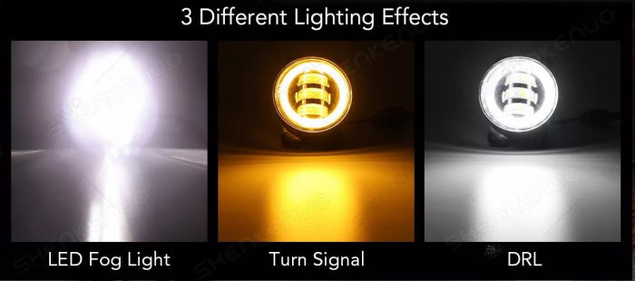 Set proiectoare ceață  LED cu DRL și semnalizare, 30W, 12-24V lumină alb-galbenă, Ø 98 mm, H11 - set de 2 bucăți [4]