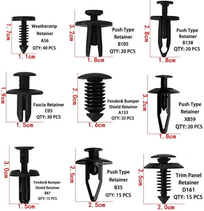Fixare din plastic Clipsuri Auto / Tapiterie UNIVERSAL 421 buc. [4]
