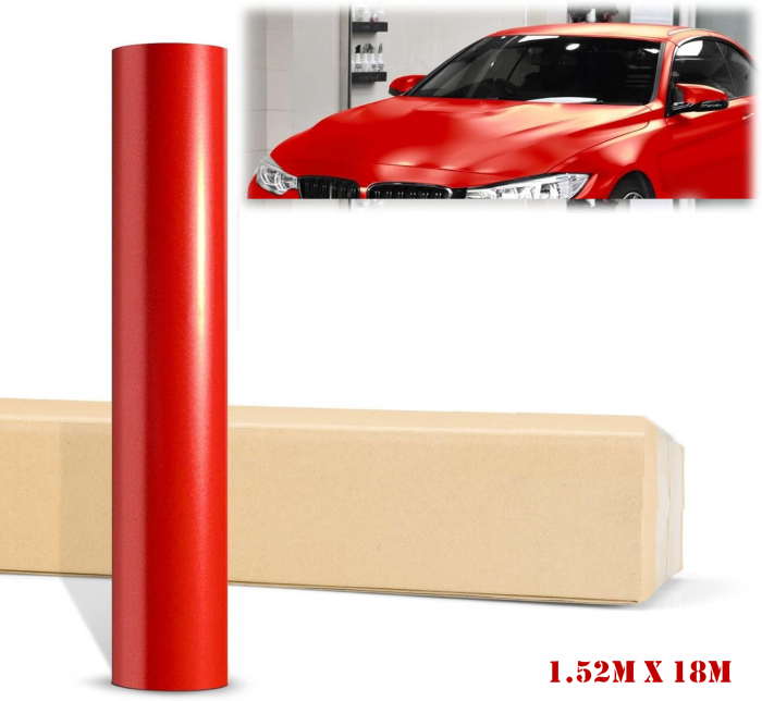 Folie auto autocolant PET premium Roșu Mat – 1.52m x 18m [1]