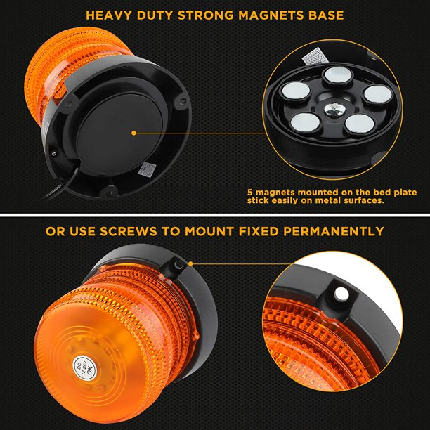 Girofar cu 60 LED, Sapte Мoduri de Lumina, Efect de Rotatie, Montare cu Magnet si Suruburi, 12V - 24V [3]
