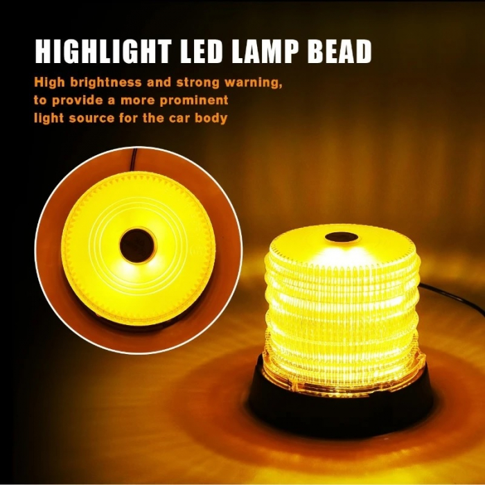 Girofar cu 60 LED, Sapte Мoduri de Lumina, Efect de Rotatie, Montare cu Magnet si Suruburi, 12V - 24V [6]