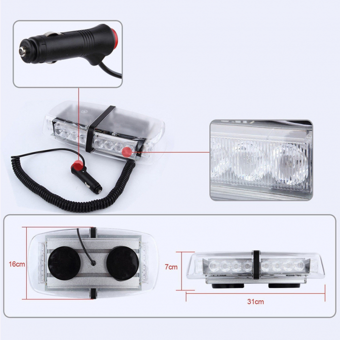 Girofar LED Cu Magnet 12 V, 24W, IP65, 31x16x7 cm [3]