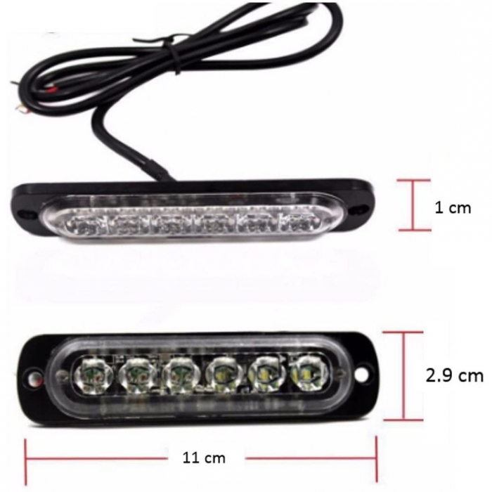 Lampa  Led  Stroboscopica 12/24V, Galben, 6 Leduri, Blitz 2 Functii, 110mm/29mm [3]