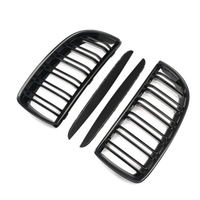 Grile Centrale Duble Pentru BMW Е90 Е91 05-08 Inainte de Facelift Lucios Negru [6]