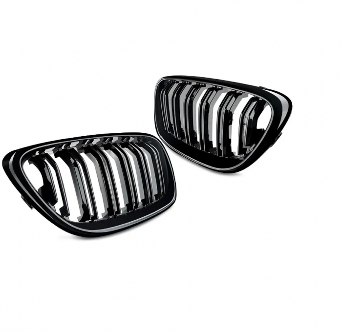 Grile duble pentru BMW F22 F23 F24 F27 E87 2012-2018 lac negru lucios [4]