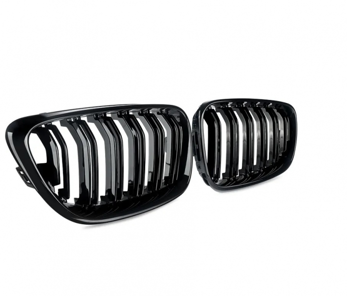 Grile duble pentru BMW F22 F23 F24 F27 E87 2012-2018 lac negru lucios [2]