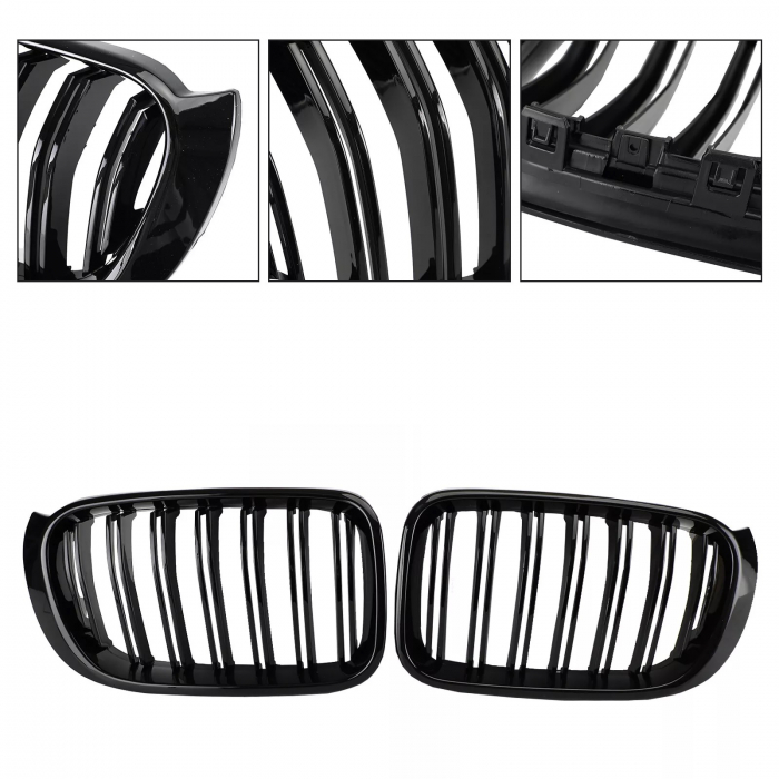 Grile duble pentru BMW X3 X4 Facelift F25 F26 (2014-2017) Luciu Negru [10]