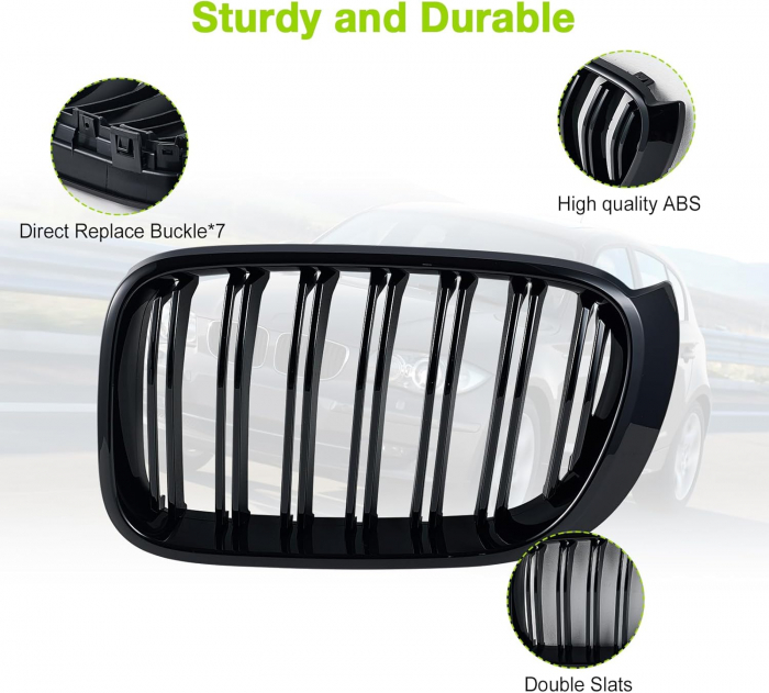 Grile duble pentru BMW X3 X4 Facelift F25 F26 (2014-2017) Luciu Negru [4]