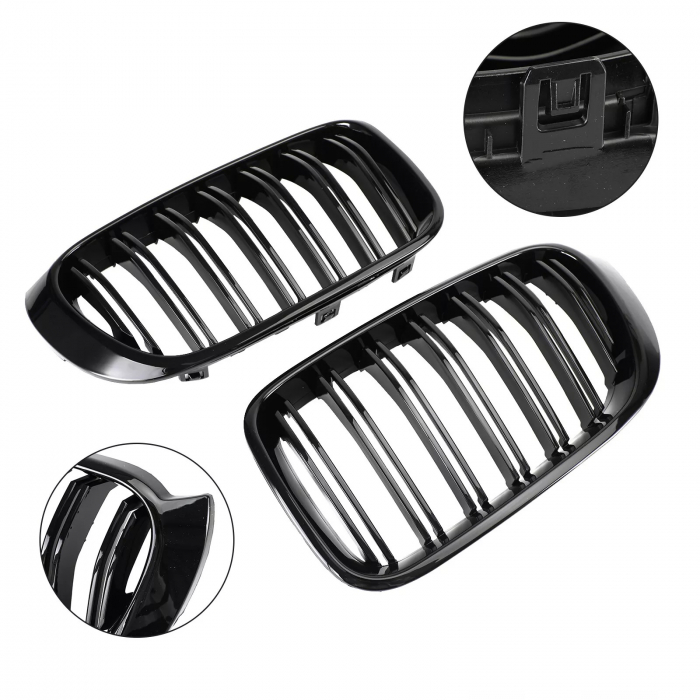 Grile duble pentru BMW X3 X4 Facelift F25 F26 (2014-2017) Luciu Negru [9]