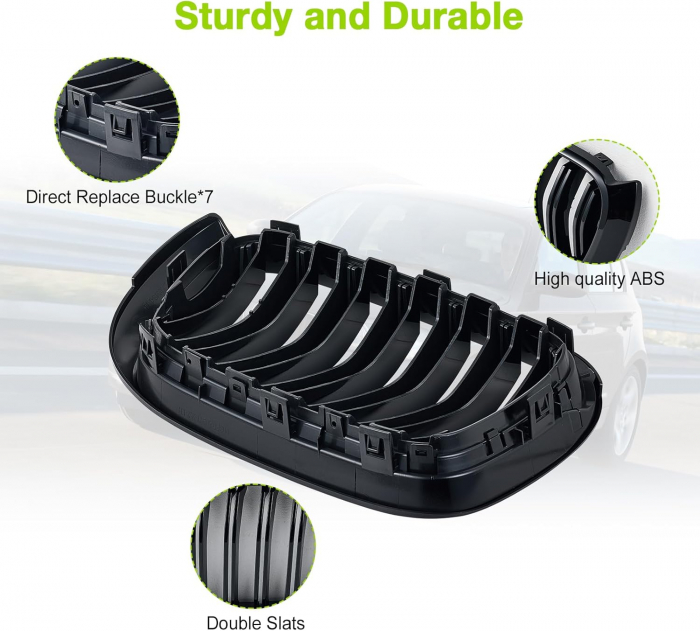 Grile duble pentru BMW X3 X4 Facelift F25 F26 (2014-2017) Luciu Negru [5]