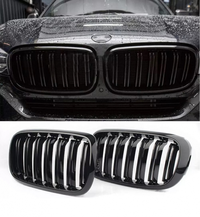 Grile duble pentru BMW X5 X6 F15 F85 F16 F86 2014+ Luciu Negru [1]