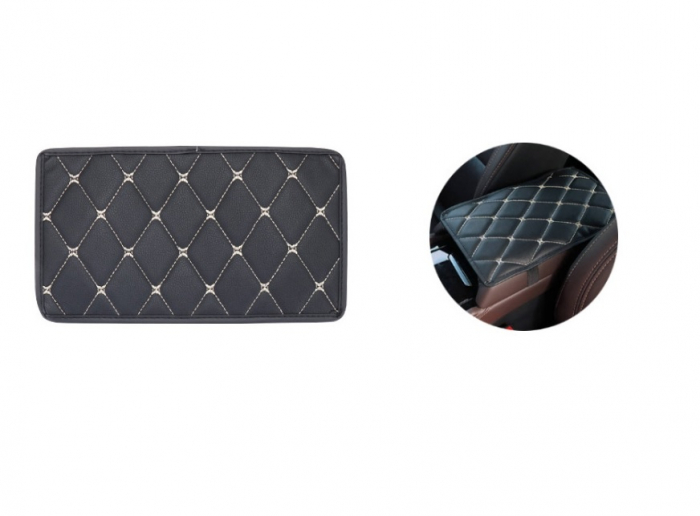 Husa Cotiera Auto Universala 29 cm x 17 cm negru cu cusaturi albe [12]