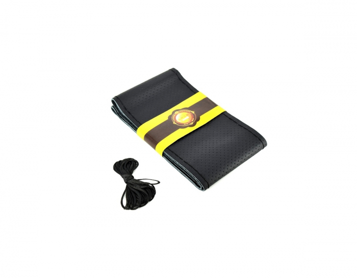 Husa volan cu ac si ata din piele cu gaurele marime 2XL ( 45cm/11,5 cm ), culoare Negru [1]