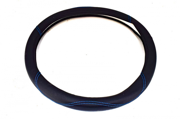 Husa volan FX61 din imitatie de piele marime: M culoare: negru cusatura albastra [1]