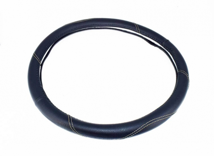 Husa volan FX61 din imitatie de piele marime: M culoare: negru cusatura gri deschis [1]