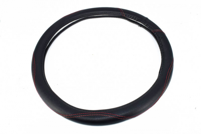Husa volan FX62 din imitatie de piele marime: M culoare: negru cusatura rosie [1]