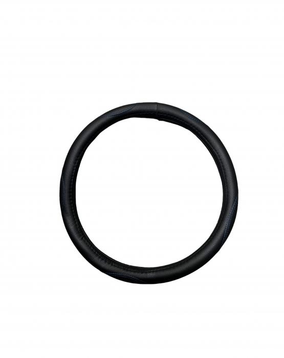 Husa volan imitatie piele , marime M, culoare Negru cusatura albastra Cod: WK-1004 [1]