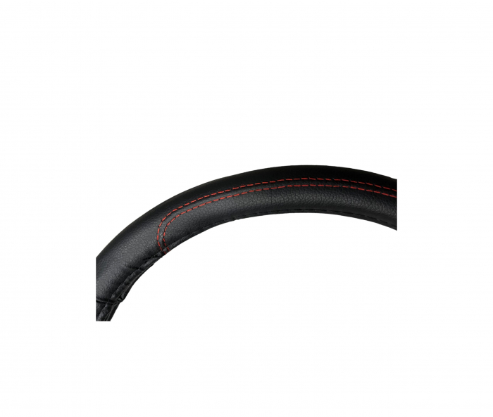 Husa volan imitatie piele, marime M, culoare Negru cusatura rosie Cod: WK-1007 [2]
