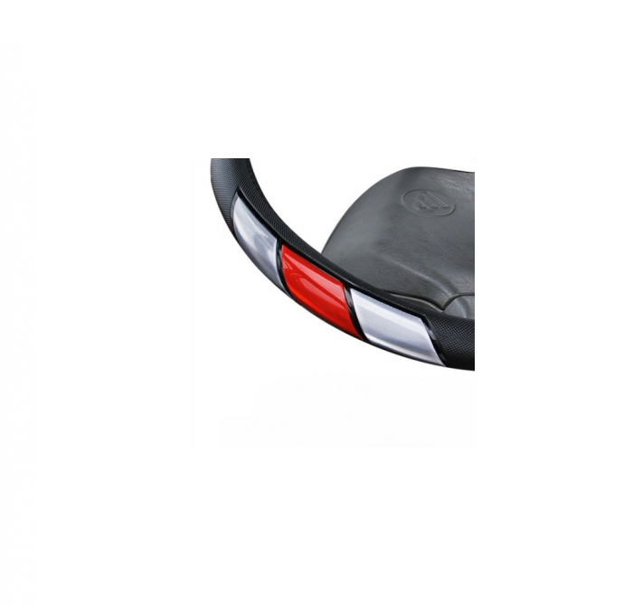 Husa volan marimea M , culoare Neagra si dunga diverse culori Cod: XSH5150 - Negru cu dunga Rosie [1]