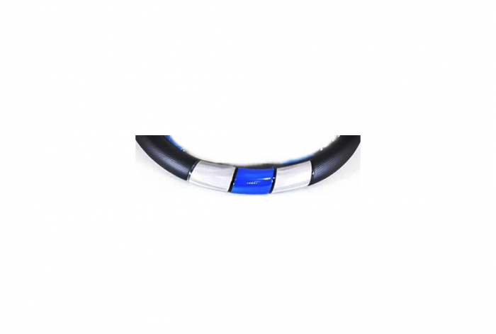 Husa volan marimea M , culoare Neagra si dunga diverse culori Cod: XSH5150 - Negru cu dunga Rosie [4]