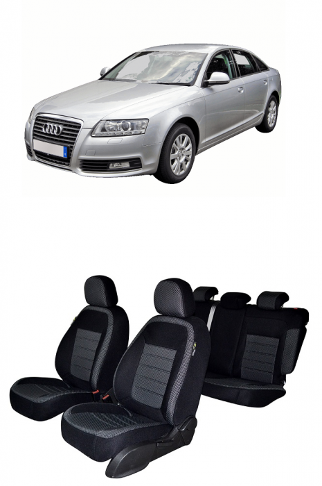 Set Huse scaune dedicate Audi A6 C6 (2005-2011) + 2 huse cotiere [1]