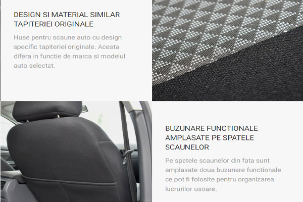 Set Huse scaune dedicate Dacia Sandero Stepway (2013-2020) + husa pentru cotiera [4]