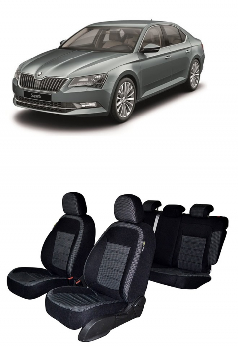 Set Huse scaune dedicate Skoda Superb (2015-2019) + husa cotiera [1]