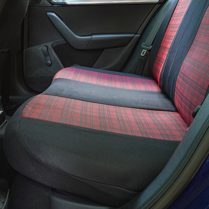 Huse scaune auto AUDI A4 B6 2000 - 2005  Luxury Rosu Piele ecologica + Textil [3]