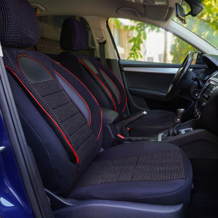 Huse scaune auto cu insertii de piele ecologica SEAT Cordoba 2000 -2009 NEGRU [2]