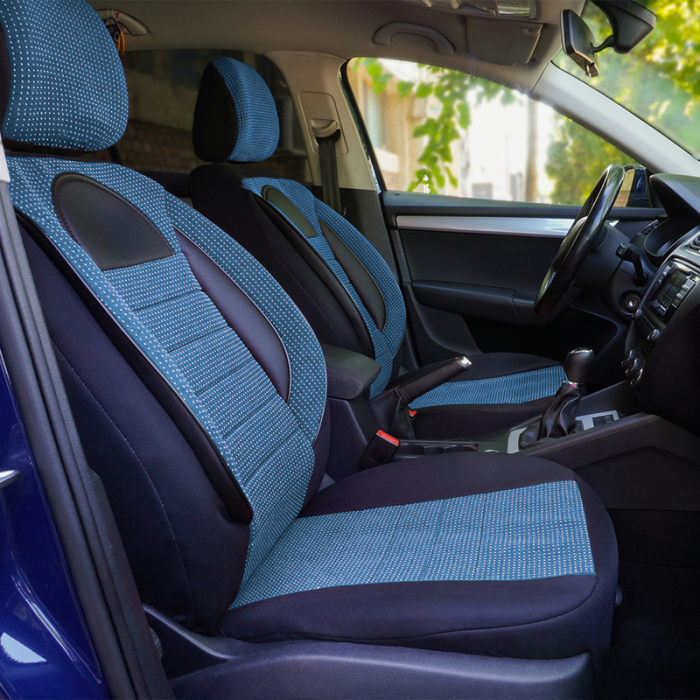 Huse scaune auto cu insertii de piele ecologica SEAT Cordoba 2000 -2009 (Albastru) [2]