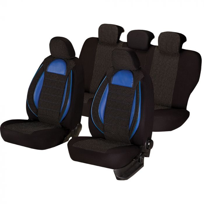 Huse scaune auto cu insertii de piele ecologica SEAT Cordoba 2000 -2009 (Negru – Albastru) [1]