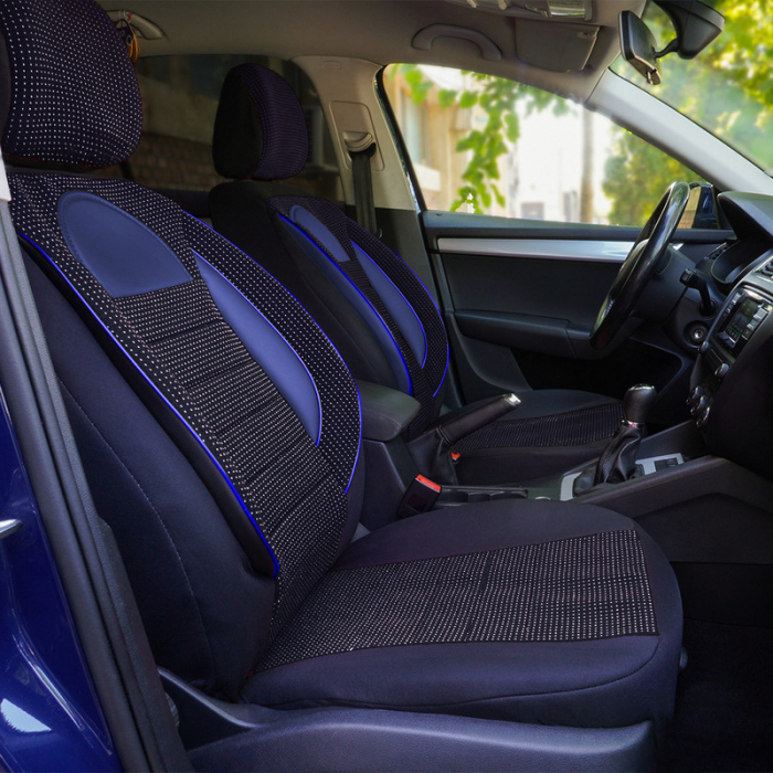 Huse scaune auto cu insertii de piele ecologica SEAT Cordoba 2000 -2009 (Negru – Albastru) [2]
