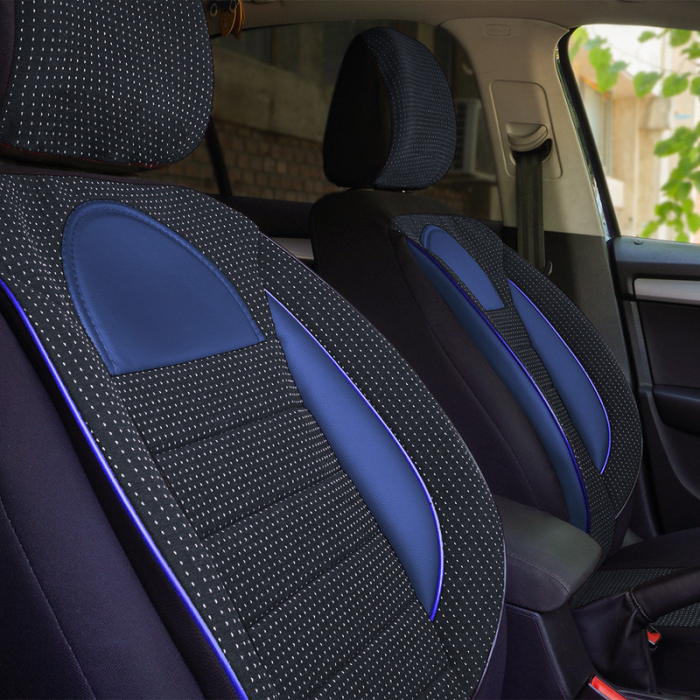 Huse scaune auto cu insertii de piele ecologica SEAT Cordoba 2000 -2009 (Negru – Albastru) [3]