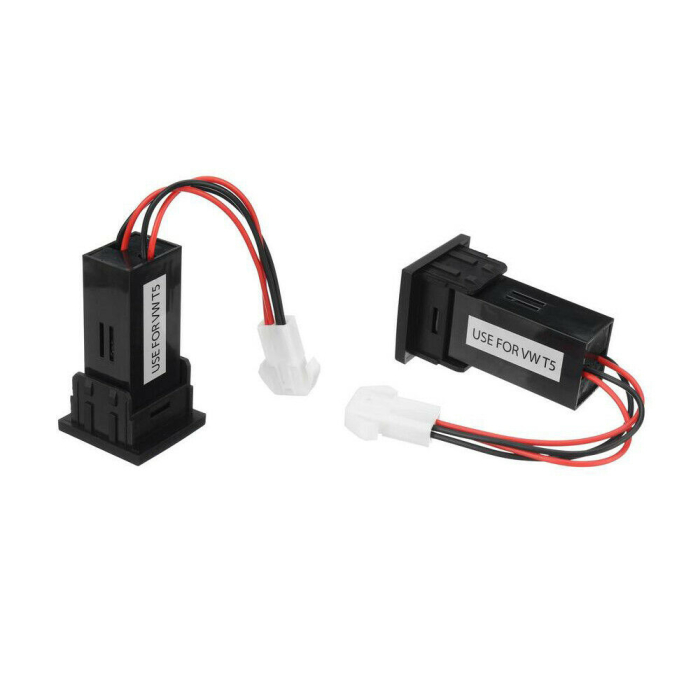 Incarcator USB dublu cu iluminare LED albastra pentru montaj dedicat Volkswagen Transporter / Caravelle T5 (2003 - 2009) [8]