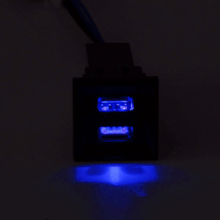 Incarcator USB dublu cu iluminare LED albastra pentru montaj dedicat Volkswagen Transporter / Caravelle T5 (2003 - 2009) [2]