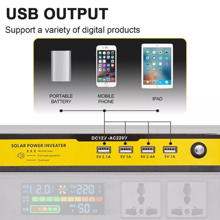 Invertor de tensiune de la 12V la 220V 5000W cu afișaj digital [6]