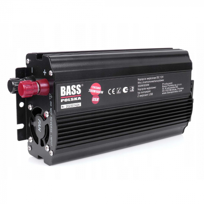 Invertor de tensiune PNI Bass BP-5009 alimentare 12V, iesire 230V, sinus pur, negru [2]