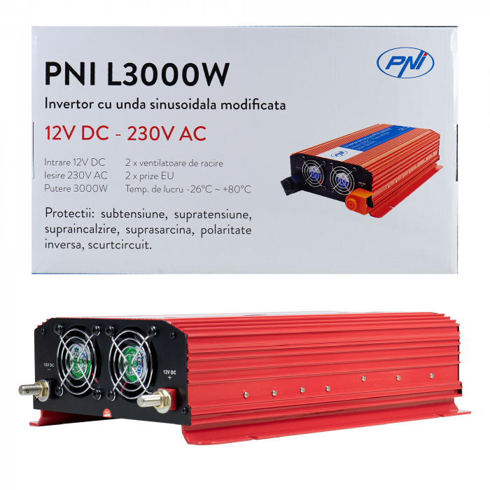 Invertor de tensiune PNI L3000W alimentare 12V iesire 230V [15]