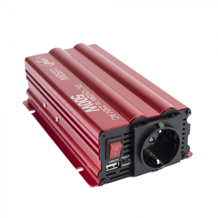Invertor de tensiune PNI L650W alimentare duala 12V/24V, iesire 230V, 500W, sinus modificat, mufa USB 5V 500mAh, cu clesti alimentare si mufa de bricheta inclusa [6]