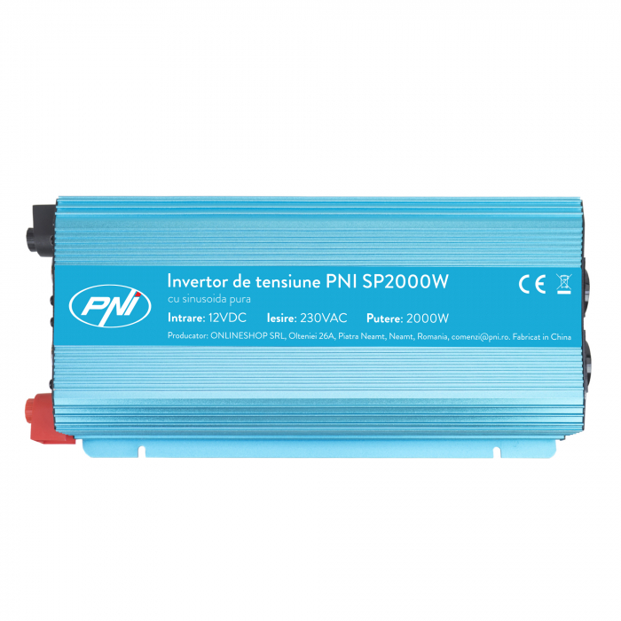 Invertor de tensiune PNI SP2000W cu sinusoida pura, intrare 12V DC, iesire 230V AC, putere 2000W [3]