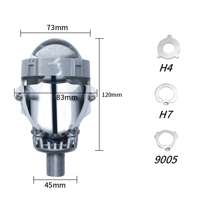 Set de Lupe Bi-LED 2.5″ Faza scurta/Faza lunga, H4, H7, HB3, HB4, 9005, seria P10, 80W, 5500K, 7000lm, 12V [6]