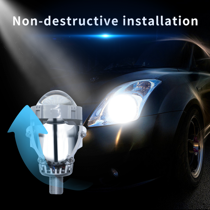 Set de Lupe Bi-LED 2.5″ Faza scurta/Faza lunga, H4, H7, HB3, HB4, 9005, seria P10, 80W, 5500K, 7000lm, 12V [4]